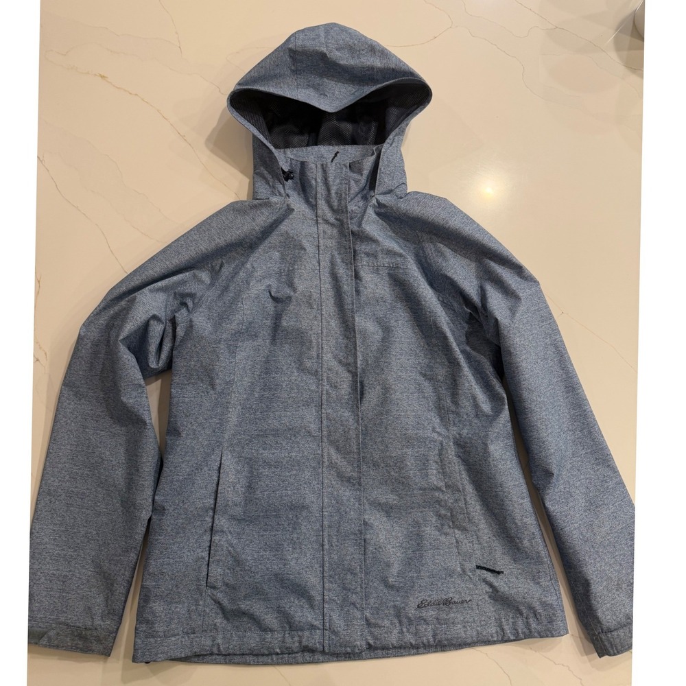 Eddie Bauer Women's Hooded Lightweight Jacket Rainfoil3 Blue Heather Size Medium